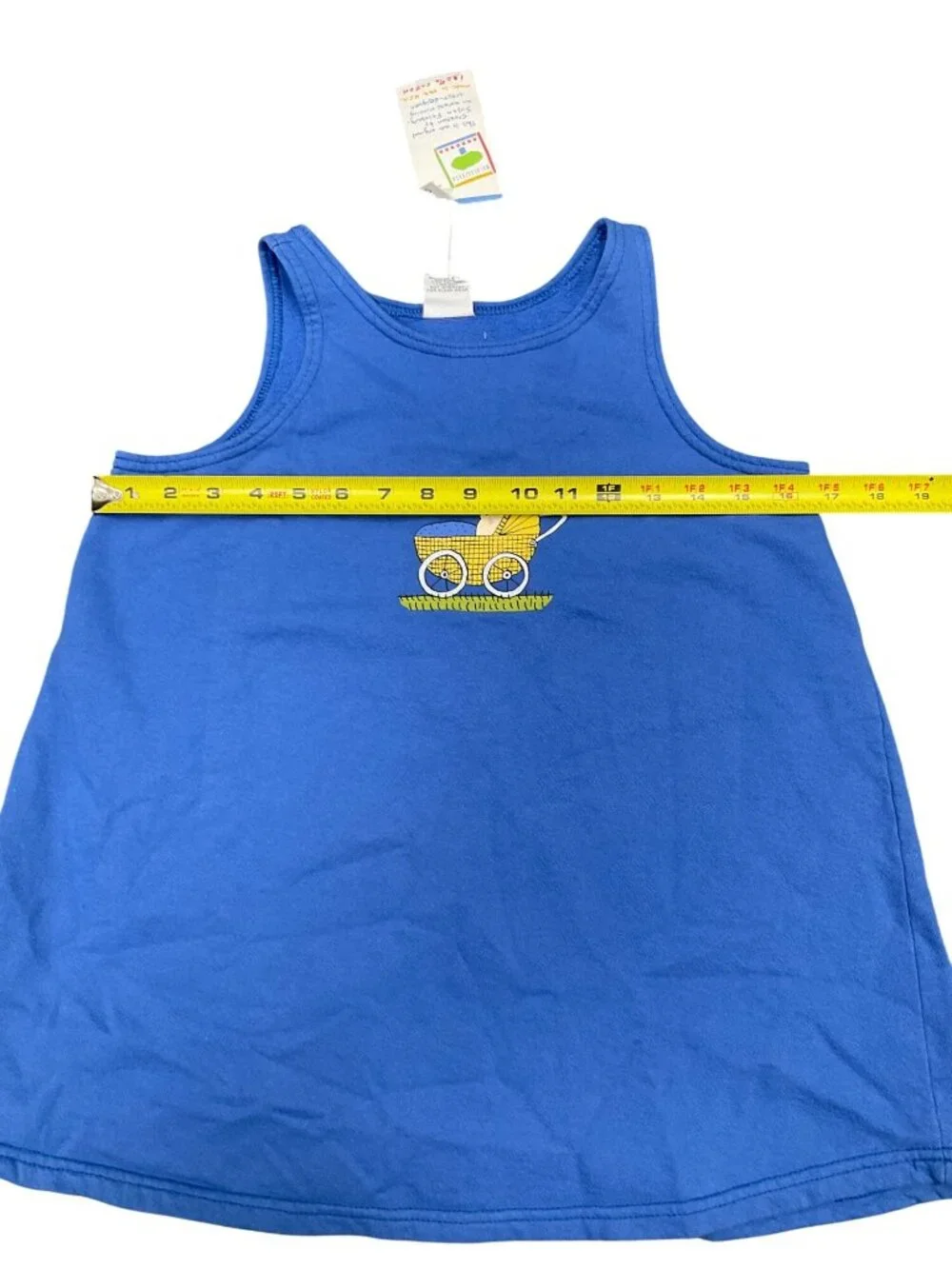 Mulberribush Girls Blue Cotton Tank Baby Carriage Print Size 7 USA